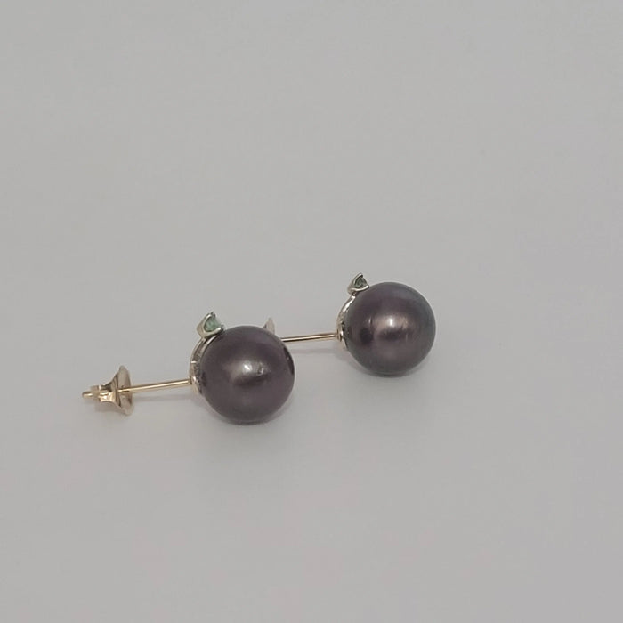Tahiti Pearl 9 mm round, Yellow Gold 9K,  Emeralds Precious Stones | The South Sea Pearl |  The South Sea Pearl
