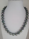 Tahiti Pearl Necklace 10-11 mm Dark Natural Color and High Luster, 18K Gold Clasp |  The South Sea Pearl |  The South Sea Pearl