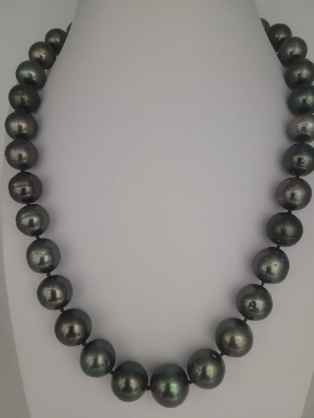 Tahiti Pearl Necklace 12-14 mm Dark Natural Color and High Luster 18K Gold Clasp | The South Sea Pearl |  The South Sea Pearl
