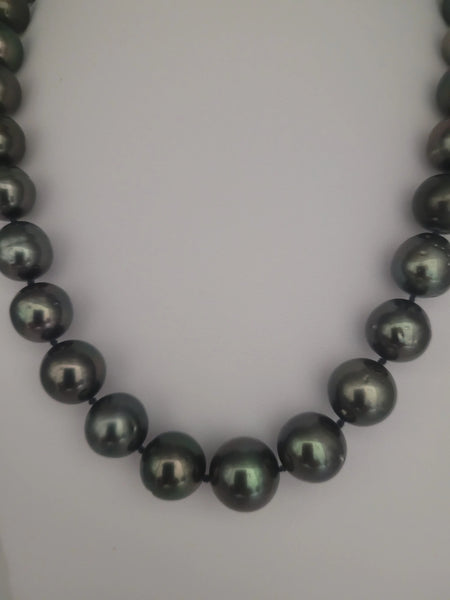 Tahiti Pearl Necklace 12-14 mm Dark Natural Color and High Luster 18K Gold Clasp | The South Sea Pearl |  The South Sea Pearl