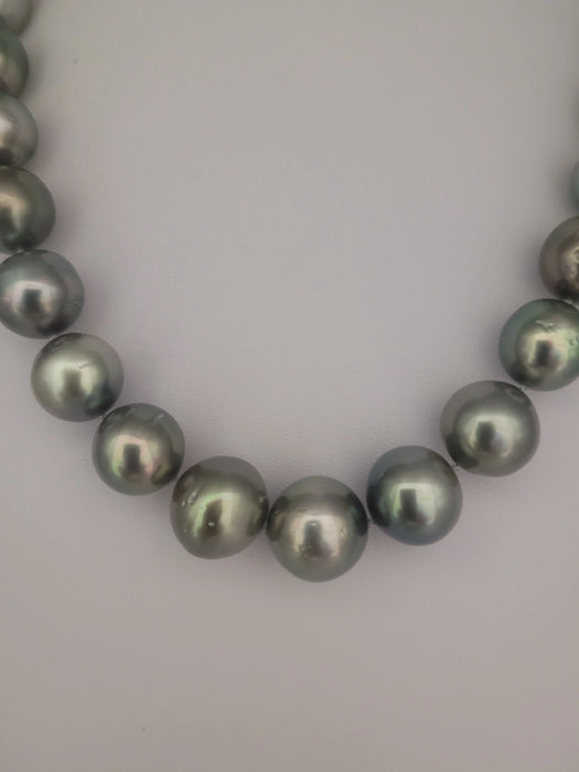 Tahiti Pearl Necklace 12-14 mm Very High Luster Dark Green Color  18K Solid Gold Clasp | The South Sea Pearl |  The South Sea Pearl