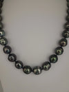Tahiti Pearl Necklace of 10-10.80 mm Dark Natural Color and high Luster, 18K Gold clasp | The South Sea Pearl |  The South Sea Pearl