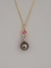 Tahiti Pearl Pendant, Natural Color Sapphires and 18K Solid Gold | The South Sea Pearl |  The South Sea Pearl