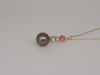 Tahiti Pearl Pendant, Natural Color Sapphires and 18K Solid Gold | The South Sea Pearl |  The South Sea Pearl