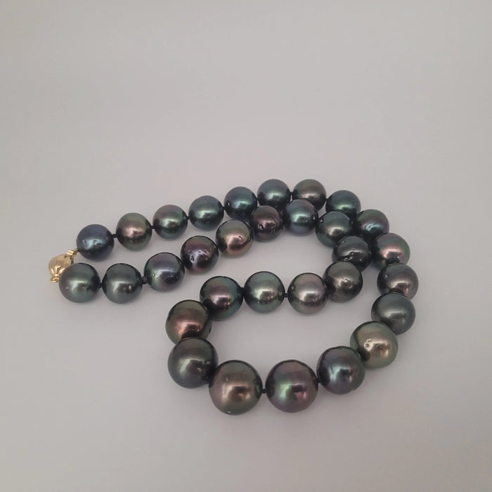 Tahiti Pearls 12-13 mm Very High Luster Dark Green Color 18K Gold Clasp | The South Sea Pearl |  The South Sea Pearl