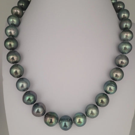 Tahiti Pearls 12-13 mm Very High Luster Light Green Color 18K Gold Clasp | The South Sea Pearl |  The South Sea Pearl