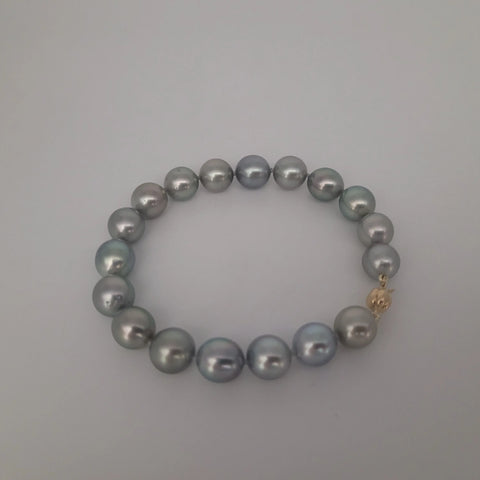 Dark Tahitian cultured pearl bracelet 9-10mm in 18K Gold (Pinctada margaritifera) — The South Sea Pearl