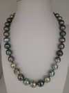 Tahiti Pearls Necklace 10-12 mm Natural Multicolor AAA 18 Inches 18K Solid Gold clasp | The South Sea Pearl |  The South Sea Pearl