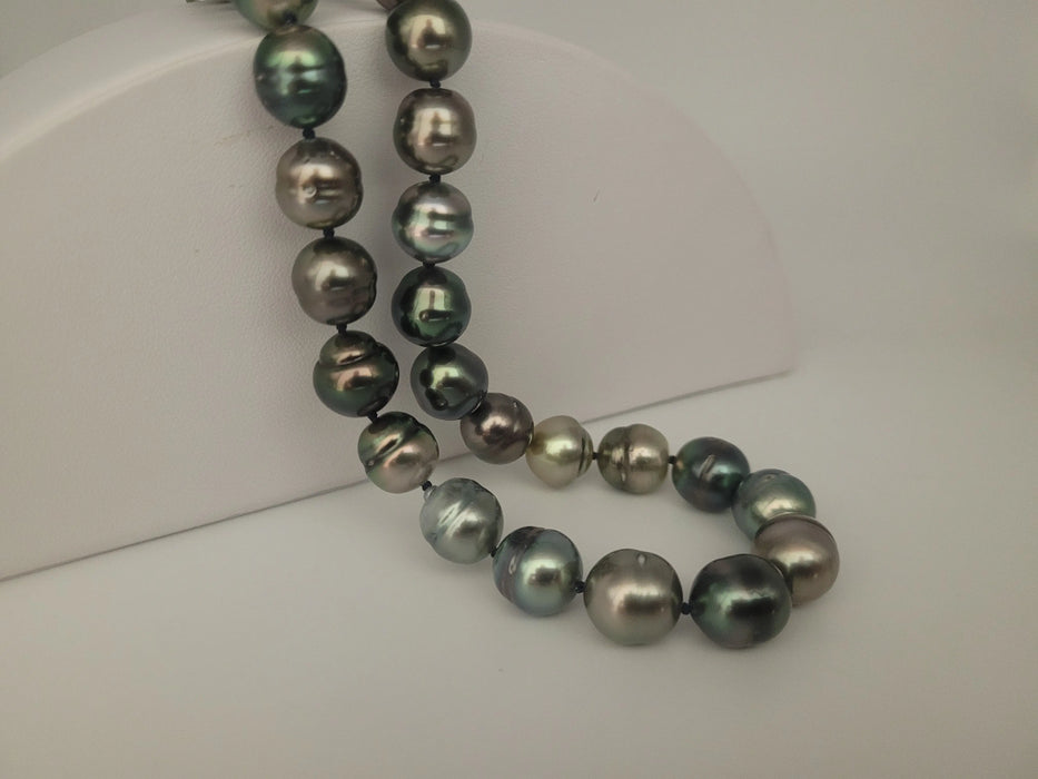 Tahiti Pearls Necklace 10-12 mm Natural Multicolor AAA 18 Inches 18K Solid Gold clasp | The South Sea Pearl |  The South Sea Pearl