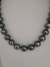 Tahiti Pearls Necklace 11-12 mm Dark Natural Color with Very High Luster, 18K Solid Gold Clasp | The South Sea Pearl |  The South Sea Pearl