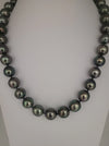 Tahiti Pearls Necklace 11-12 mm Dark Natural Color with Very High Luster, 18K Solid Gold Clasp | The South Sea Pearl |  The South Sea Pearl