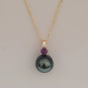 Tahti Pearl, Diamond, Amethyst, 18K Gold Pendant Necklace | The South Sea Pearl |  The South Sea Pearl