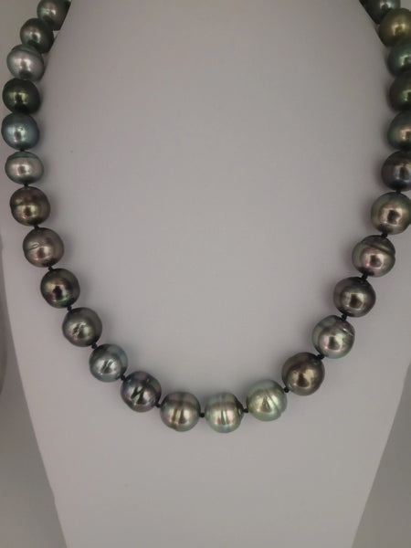 Tahti Pearls Necklace 10-12 mm Dark Natural Multicolor AAA 18K Solid Gold Clasp | The South Sea Pearl |  The South Sea Pearl