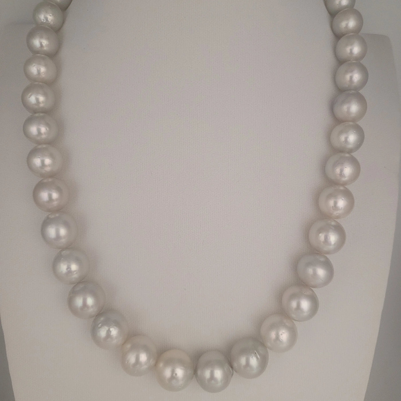 Silver South Sea Pearl Necklace 11-13mm Round 18K Gold – The South Sea ...