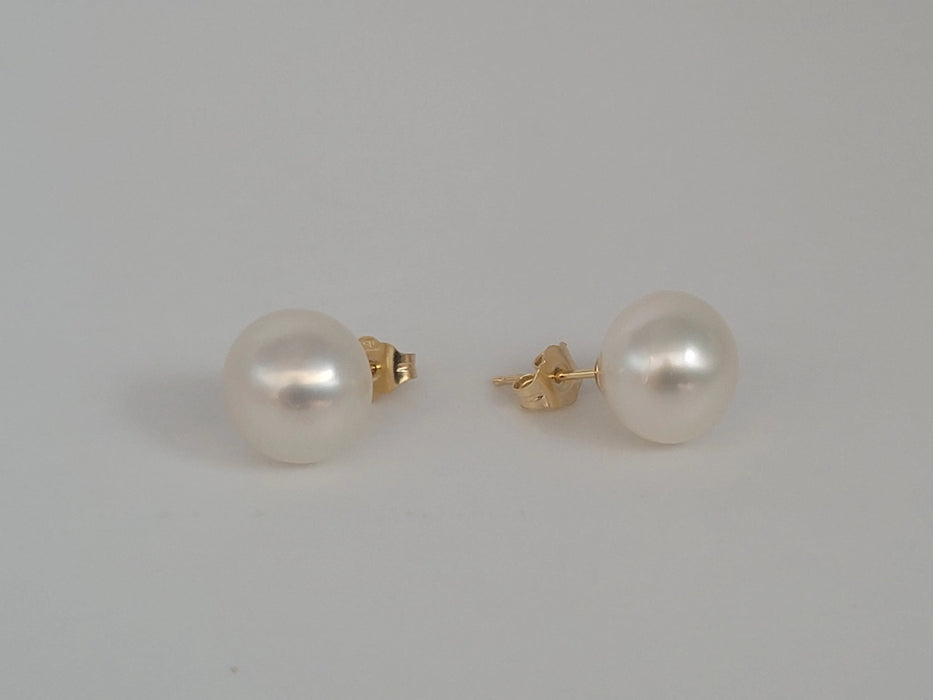 White South Sea Pearls 10-11 mm Earrings Stud 18K Solid Gold | The South Sea Pearl |  The South Sea Pearl