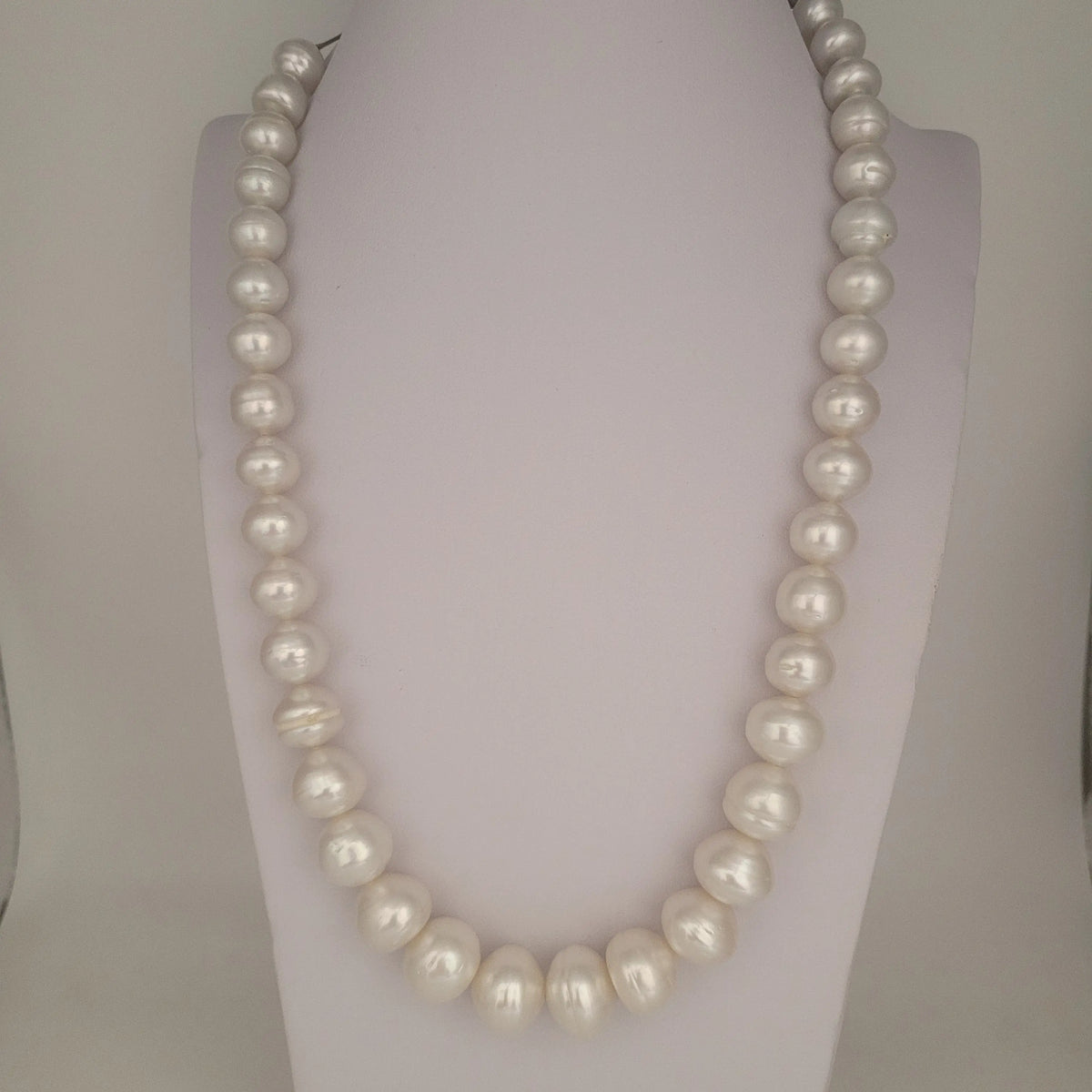 Genuine Natural White South Sea Pearl Necklace – 9-10mm, 18" With 14K Gold Clasp