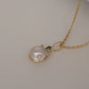 Yellow Gold 18K, Emerald, Australian Mabe Pearl Pendant Necklace | The South Sea Pearl |  The South Sea Pearl