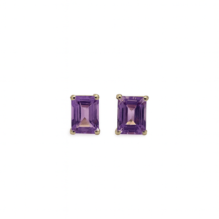 Amethyst Precious Stones 18K Gold Pearl Earrings Stud - MIMUKA