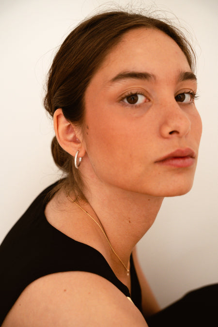 Aros Pendientes Plata 925 Rodiada Blanco y Circonitas - MIMUKA