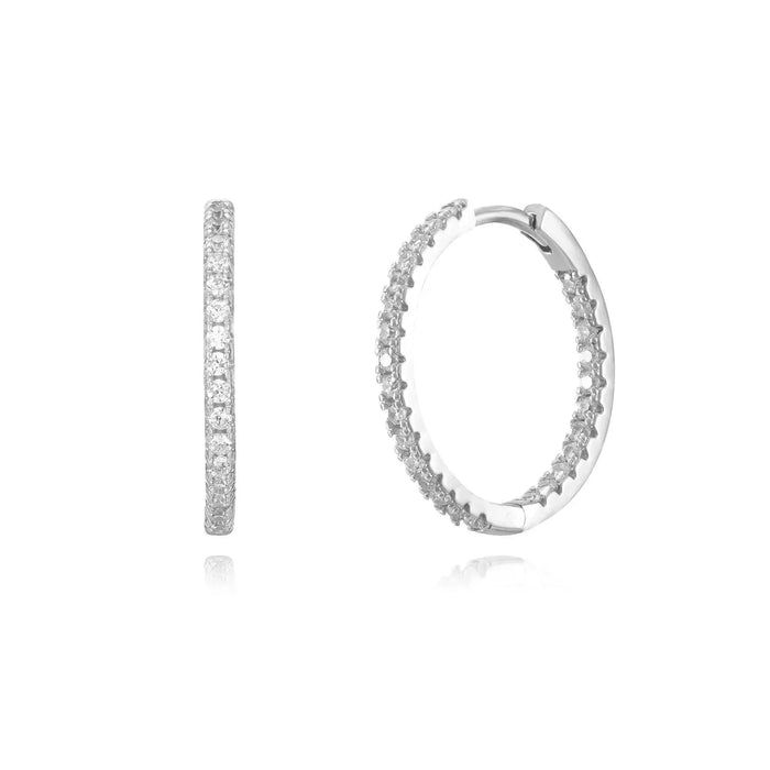 Aros Pendientes Plata 925 Rodiada Blanco y Circonitas - MIMUKA