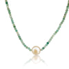 Collar de Esmeraldas con Perla Cultivada, Piedras Preciosas Redondas Talladas, Cierre de Oro 18K - MIMUKA