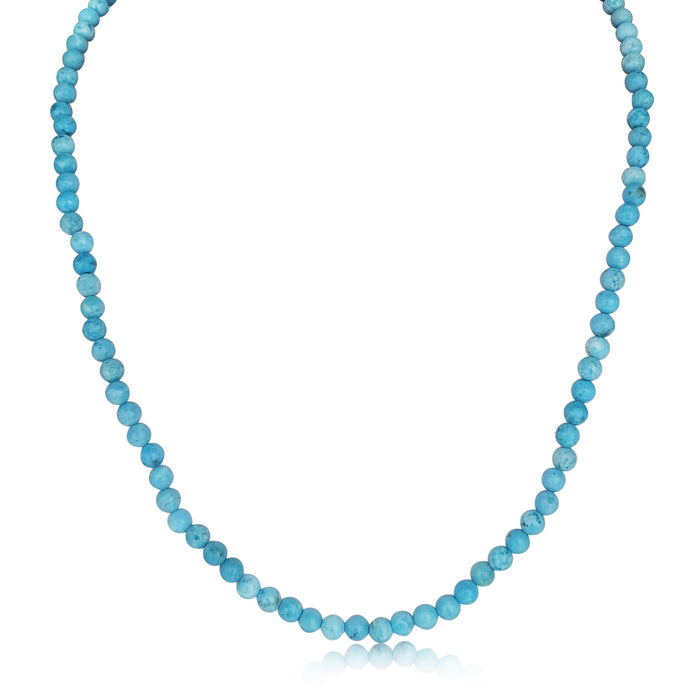 Collar de Turquesa Natural, Esferas 4 - 5 mm, 40 cm, Cierre de Oro Amarillo 18K - MIMUKA