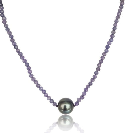 Collar Tanzanita y Perla de Tahiti 11 mm con Cierre Oro 18K - MIMUKA