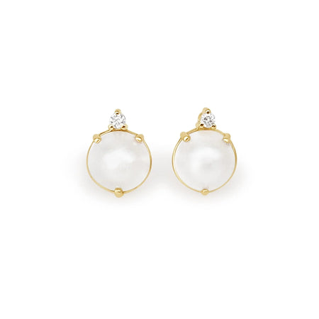 Cultured Pearl and Diamond Earrings 18K Yellow Gold - MIMUKA