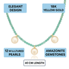 Elegant Cultured Pearl and Amazonite Necklace with 18K Yellow Gold – Handcrafted Jewelry - MIMUKA
