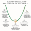 Elegant Emerald and Cultured Pearl Necklace with 18K Yellow Gold Clasp – Handcrafted Jewelry - MIMUKA