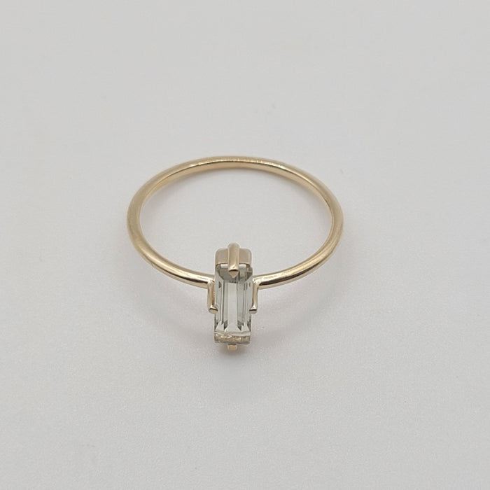 Green Amethyst Baguette Yellow Gold 14K Ring - MIMUKA