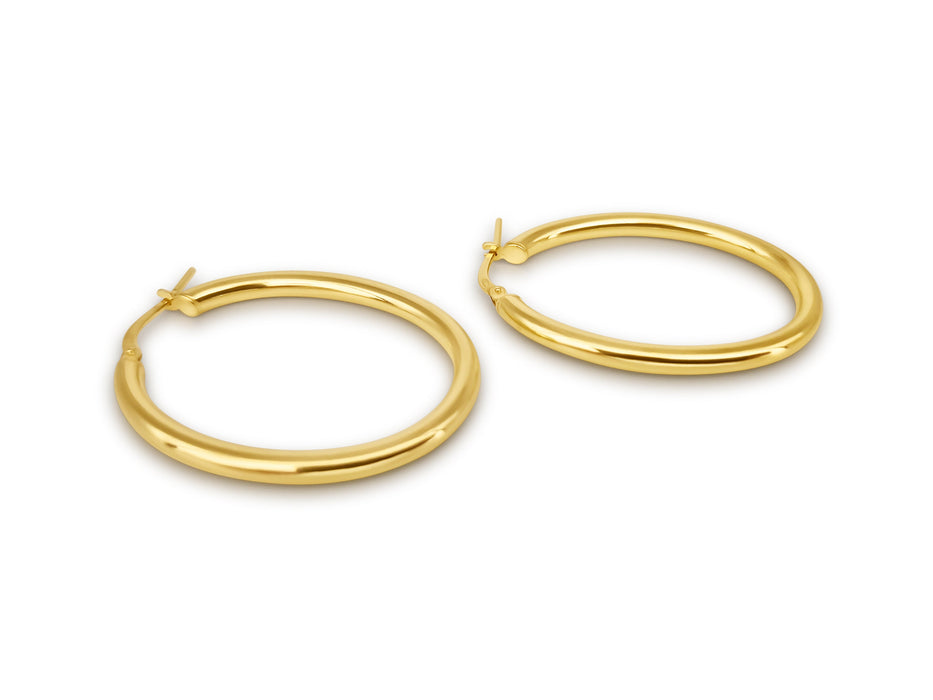 Hoop Earrings in Silver 925 Gold Plated 26 x 23 mm Oval Shape - MIMUKA