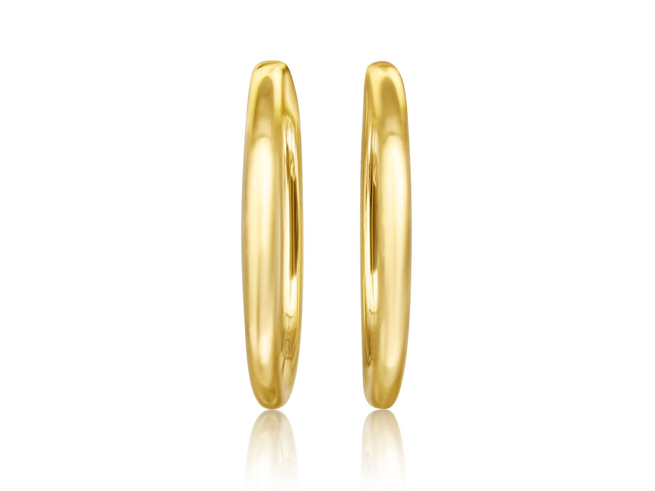 Hoop Earrings in Silver 925 Gold Plated 26 x 23 mm Oval Shape - MIMUKA