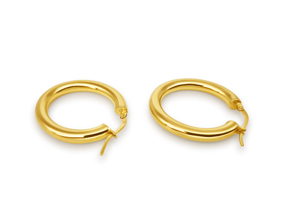 Hoop Earrings in Silver Gold Plated 28 x 25 mm Oval Shape - MIMUKA
