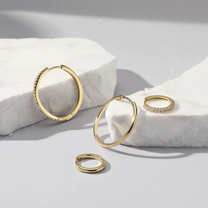 LUMINOUS Earrings Elegant Design and Large Size 21 mm- Golden Silver with 14K Gold Plated - MIMUKA