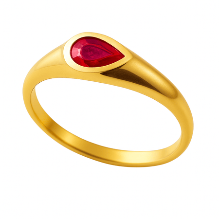 Mimuka Jewels 18K Yellow Gold Ruby Pear Ring - MIMUKA