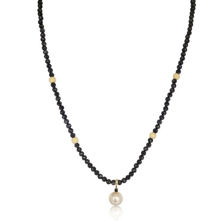 Mimuka Jewels 18K Yellow Gold Sapphire Necklace with Japanese Akoya Cultured Pearl – 42 cm | Handmade Fine Jewelry - MIMUKA