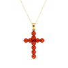 Natural Coral Cross Pendant in 18K Yellow Gold – 20 x 14 mm – Handcrafted Eleganceural Coral Cross and 18K Yellow Gold - MIMUKA