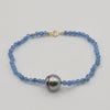 Pulsera de Aguamarina con Perla de Tahití, Cierre de Oro Amarillo 18K - MIMUKA