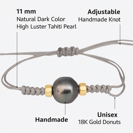 Pulsera Perla de Tahiti 10 mm y Oro 18K hecha a mano - MIMUKA