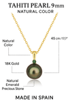 Tahitian Pearl & Emerald Pendant Necklace in 18K Gold - MIMUKA