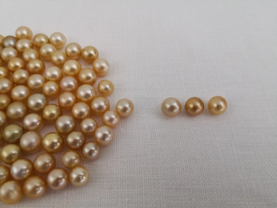 9-10mm Loose South Sea Pearls Natural Golden Color Round Shape -  The South Sea Pearl