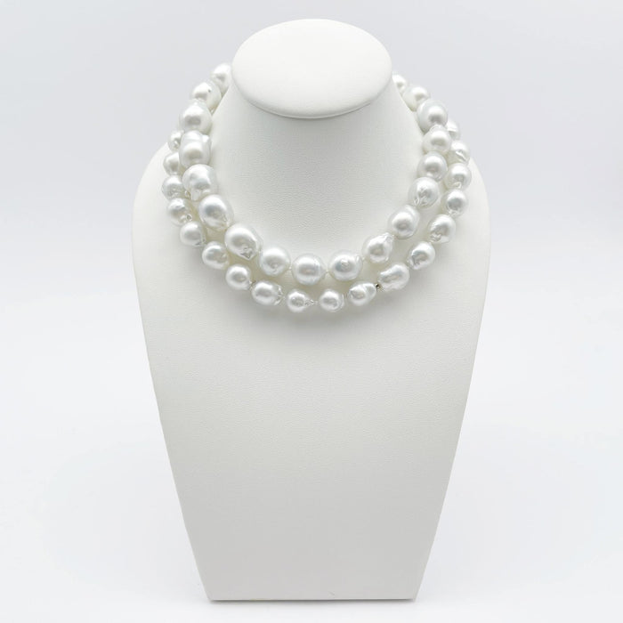 South Sea Pearls Necklace 11-14 mm Baroque Shape, Silver Color, High Luster -  The South Sea Pearl