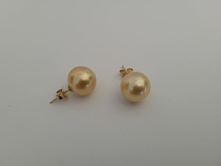 Golden South Sea Pearl Earrings 11 mm 18 Karat Gold -  The South Sea Pearl