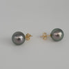 Tahiti Pearl Earrings Stud 9 mm AAA Quality and 18 Karat Solid gold |  The South Sea Pearl |  The South Sea Pearl