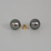 Tahiti Pearl Earrings Stud 9 mm AAA Quality and 18 Karat Solid gold |  The South Sea Pearl |  The South Sea Pearl