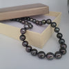 Tahiti Pearls Necklace 10-12 mm Dark Color and High Luster, 18K Gold Clasp |  The South Sea Pearl |  The South Sea Pearl