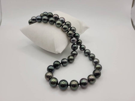 Tahitian Pearl Necklace 10-11 mm Round Natural Color, 18 Karat Solid Gold Clasp - Only at  The South Sea Pearl