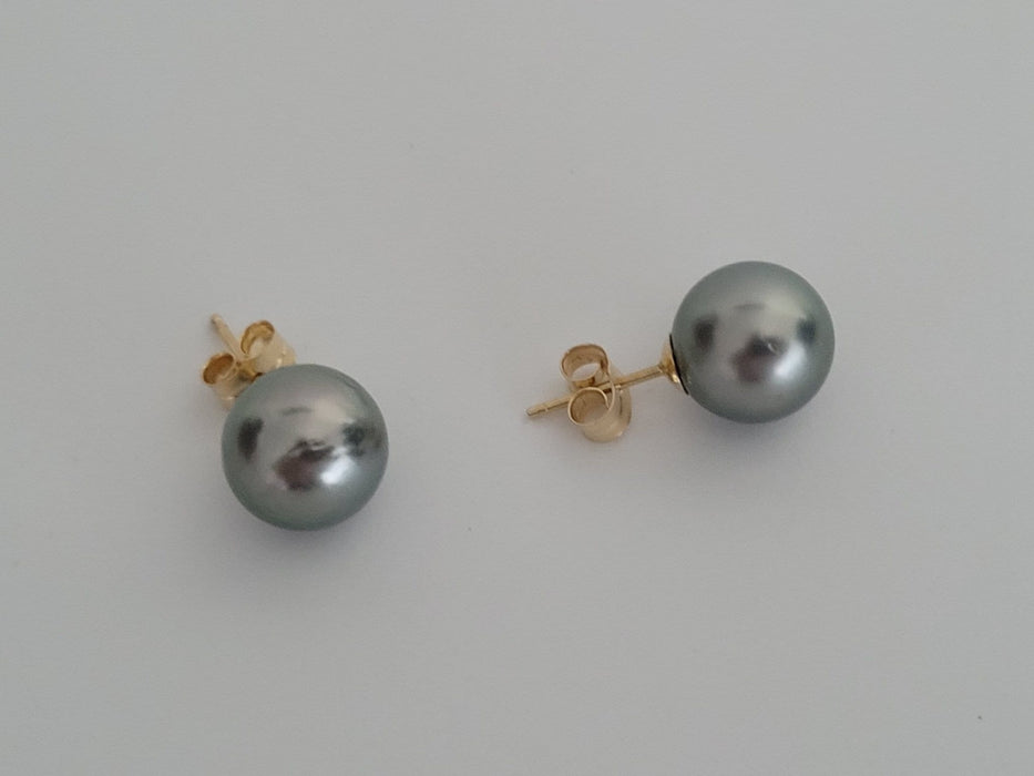 Beautiful Tahitian Pearl Earrings, Manufactured in 18K Yellow Gold & 925 mls Sterling Silver - Only at  The South Sea Pearl