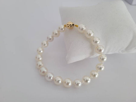 White South Sea Pearls Bracelet, 8.80-9 mm White Color and High Luster, 18 Karat Solid Yellow Gold. - Only at  The South Sea Pearl